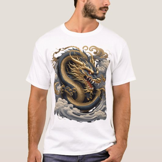 Golden Fire Dragon – Mythical Power  T-Shirt (Devant)