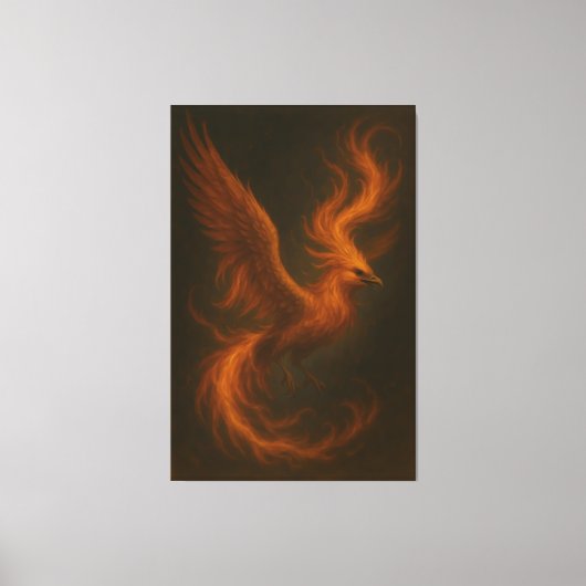 Golden Fire Phoenix • Luxury Fine Art Canvas Print (Voorkant)