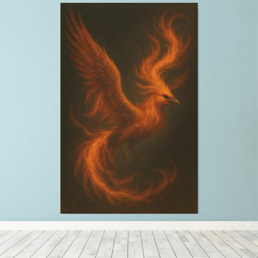 Golden Fire Phoenix • Luxury Fine Art Canvas Print (Insitu (Houten vloer))