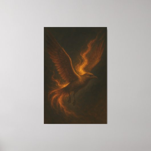 Golden Fire Phoenix • Luxury Fine Art Canvas Print (Voorkant)