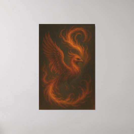 Golden Fire Phoenix • Luxury Fine Art Canvas Print (Voorkant)