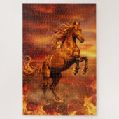 Golden Fire Stallion – Powerful Fantasy Puzzle (Vertical)