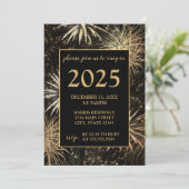 Golden Fireworks Nouvel An Eve Party Invitation (Debout devant)