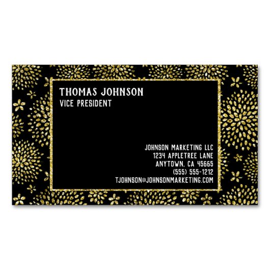 Golden Fireworks Style Seven Line Custom Magnetisch Visitekaartje (Voorkant)