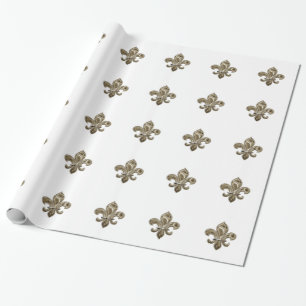 Golden Fleur de Lis achtergrondkleur Cadeaupapier