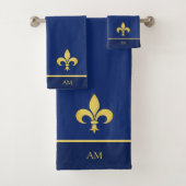 Golden Fleur de Lis & Monogram sur Navy Blue (En situation)