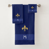 Golden Fleur-de-Lis & Monogram sur Navy Blue (En situation)