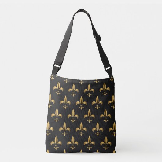 Golden Fleur-de-lis op Black Crossbody Tas (Voorkant)