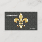 Golden Fleur De Lis op Damask Visitekaartje (Voorkant)