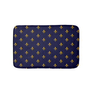 Golden Fleur de Lis op Navy Blue Badmat