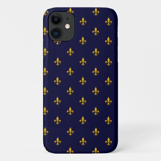 Golden Fleur de Lis op Navy Blue Case-Mate iPhone Case (Achterkant)