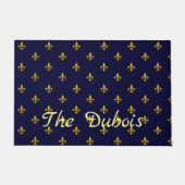 Golden Fleur de Lis op Navy Blue Deurmat (Voorkant)