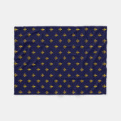 Golden Fleur de Lis op Navy Blue Fleece Deken (Voorkant (Horizontaal))