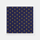 Golden Fleur de Lis op Navy Blue Servet (Voorkant)