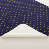 Golden Fleur de Lis op Navy Blue Sherpa Deken (3/4)