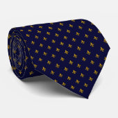 Golden Fleur de Lis op Navy Blue Stropdas (Opgerold)
