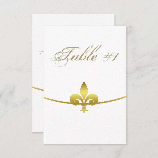 Golden Fleur de Lis Reception Table Card Kaart (Voorkant / Achterkant)