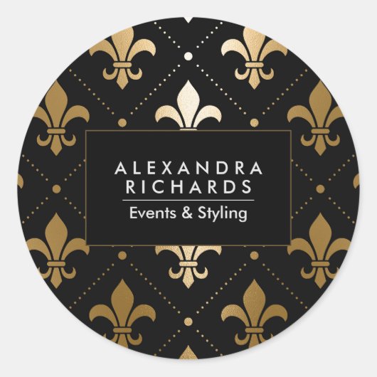 Golden Fleur-de-lis Ronde Sticker (Voorkant)