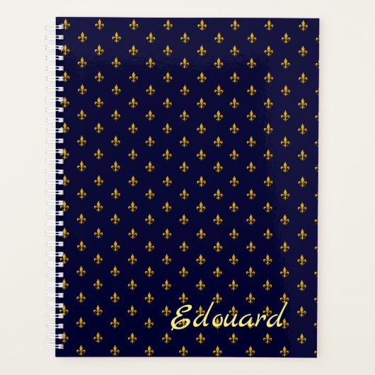 Golden Fleur de Lis sur Navy Blue (Devant)