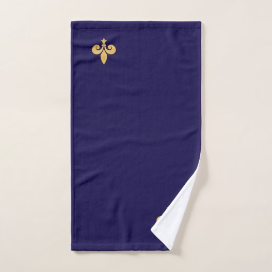 Golden Fleur de Lis sur Navy Blue (Serviette à main)