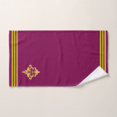 Golden Fleur de Lis, Three Stripes on Maroon (Serviette à main)