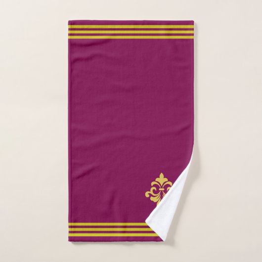 Golden Fleur de Lis, Three Stripes on Maroon Bad Handdoek (Handdoek)