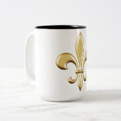 Golden Fleur De Lis Tweekleurige Koffiemok (Voorkant links)