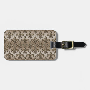Golden Fleur-De-Lys Pattern Bagagelabel