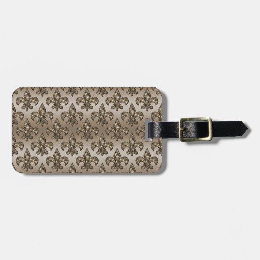 Golden Fleur-De-Lys Pattern Bagagelabel (Voorkant horizontaal)