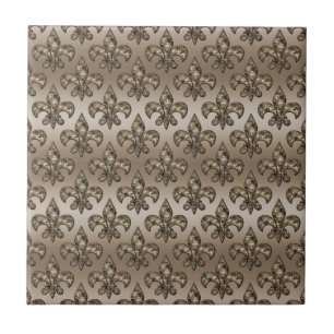 Golden Fleur-De-Lys Pattern Tegeltje