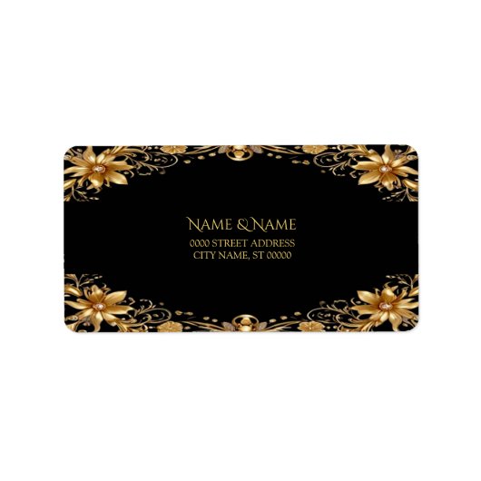 Golden Floral Address Label (Voorkant)