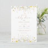Golden Floral | Baby shower van de Wilde-bloemrand Kaart (Staand voorkant)