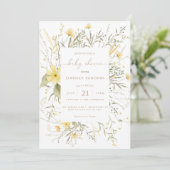 Golden Floral | Baby shower van wilde bloemen Kaart (Staand voorkant)