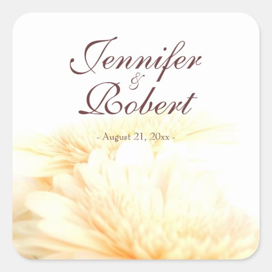 Golden Floral bruid en bruidegom bruiloft Sticker (Voorkant)