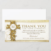 Golden Floral Croix Monogramme Merci Sympathie (Devant / Derrière)
