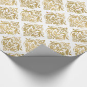 Golden Floral Damask Geometric Pattern Cadeaupapier (Hoek)