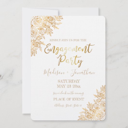 Golden Floral Decoratief met Ring Kaart (Voorkant)