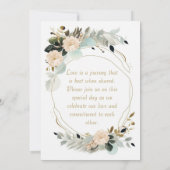 Golden Floral Elegant Neutral Wedding Kaart (Achterkant)