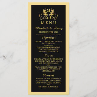 Golden Floral Emblem Wedding Menu