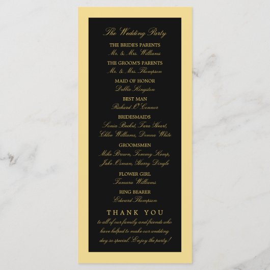 Golden Floral Emblem Wedding Programme (Dos)