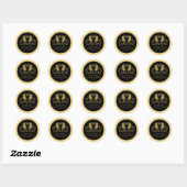 Golden Floral Emblem Wedding Ronde Sticker (Vel)
