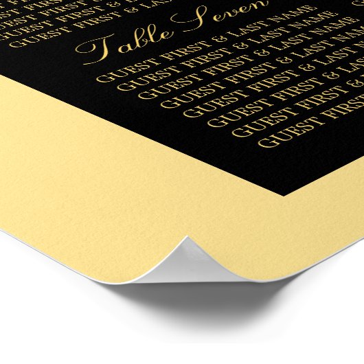 Golden Floral Emblem Wedding Seating Chart Poster (Hoek)