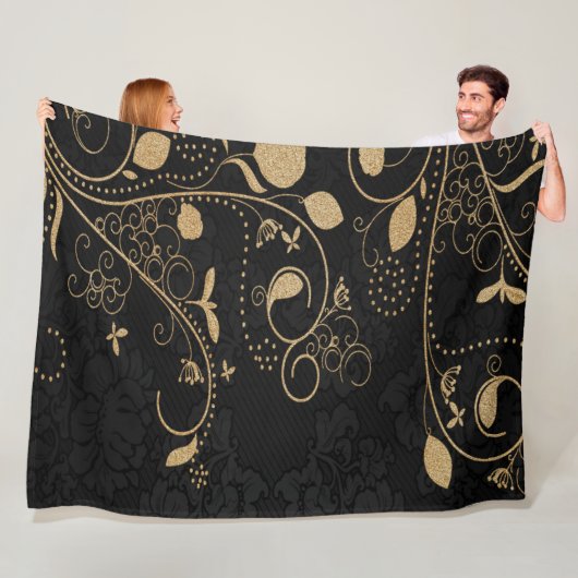 Golden floral fleece deken (In situ)