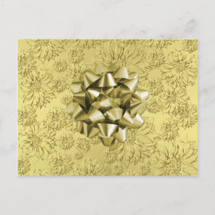 Golden Floral Folie Christmas Wrapping met strik Feestdagenkaart