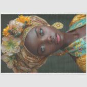 Golden Floral Goddess Portret Decoupage Tissuepapier (Voorkant)