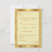 Golden floral, harten Wedding RSVP Uitnodiging (Achterkant)