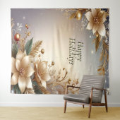Golden Floral Holiday Backdrop Wandkleed (In Situ (horizontaal))