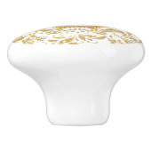Golden Floral Lace Glitter Texture Keramische Knop (Zijkant)