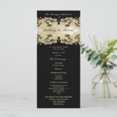 Golden Floral Lace Wedding Programme (Debout devant)