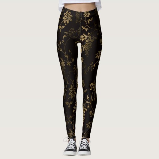 Golden floral leggings (Voorkant)